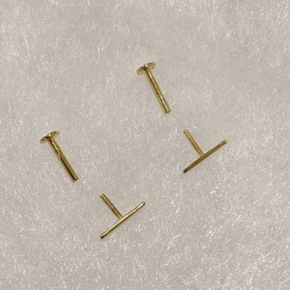 Pair of Rowan 14K Yellow Gold Bar Studs with Threaded Flatbacks - Picture 4 of 7
